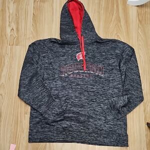 Russell Wisconsin Badgers Heathered Gray Hoodie with Red Accents and Tie Men XL